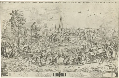 Der Kampf zwischen Karneval und Fastenzeit, graviert von Pieter van der Heyden